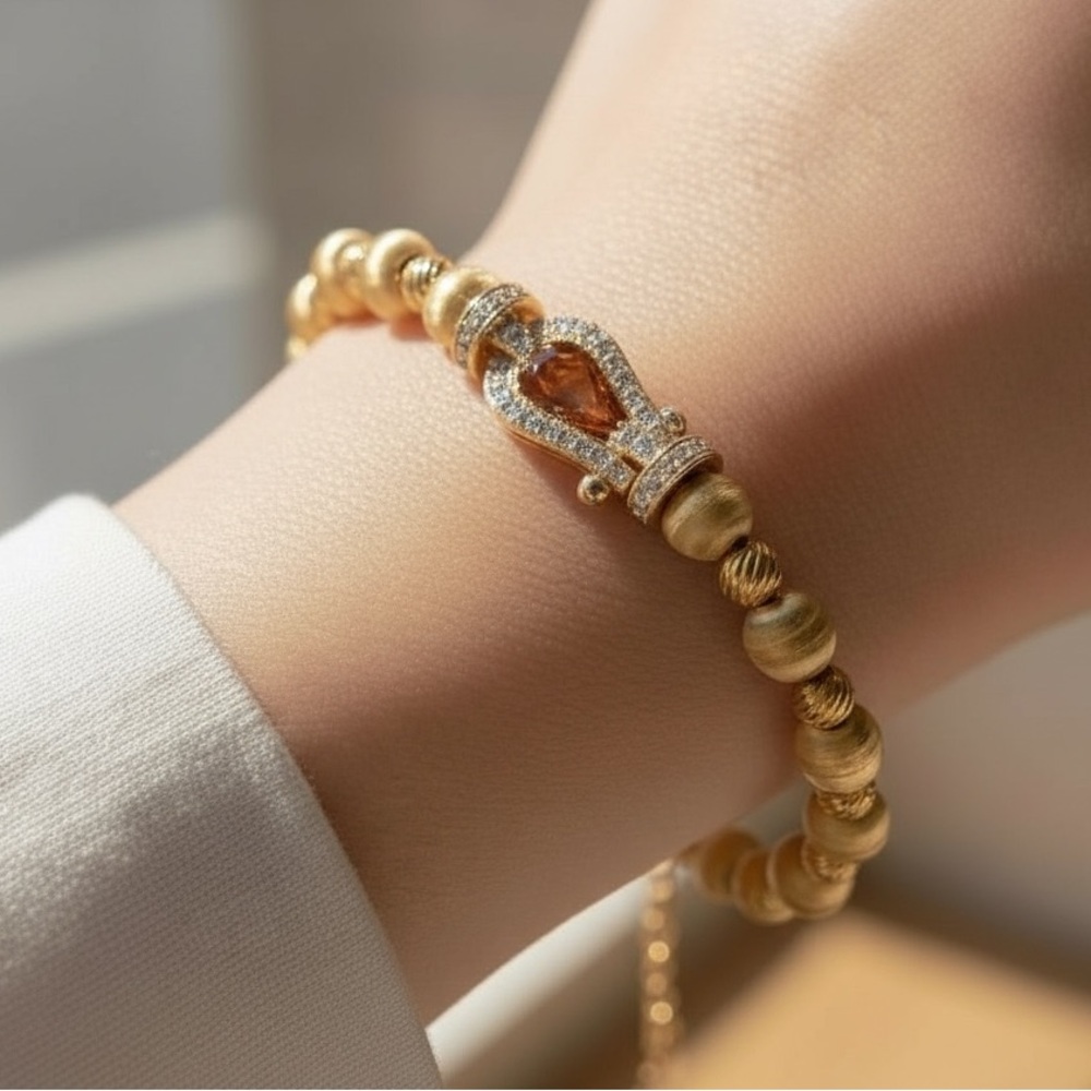 Gold Horseshoe Bangle Bracelet Gold Plated Waterproof